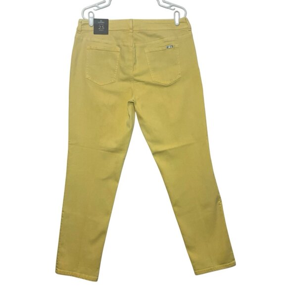 So Slimming Chico’s 2.5 Women’s Ankle Pants Jeans Yellow Stretch Size Large - Picture 2 of 14